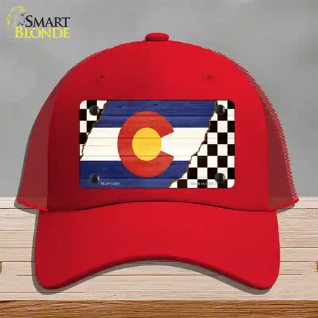 Colorado Racing Flag Novelty License Plate Hat Tag Mesh / Red