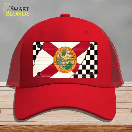 Florida Racing Flag Novelty License Plate Hat Tag Mesh / Red