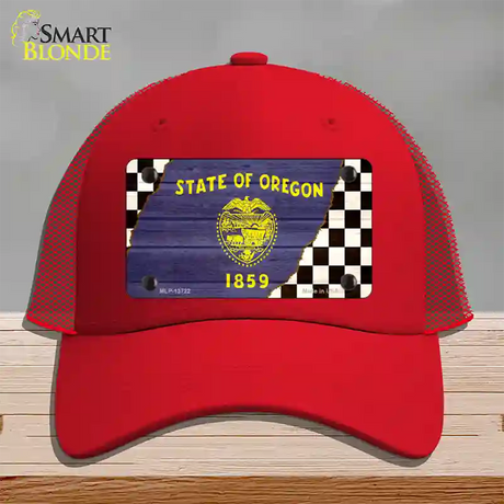 Oregon Racing Flag Novelty License Plate Hat Tag Mesh / Red