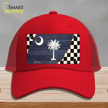 South Carolina Racing Flag Novelty License Plate Hat Tag Mesh / Red