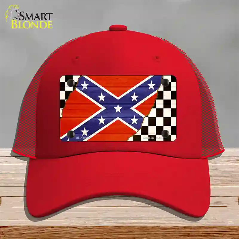 Confederate Racing Flag Novelty License Plate Hat Tag Mesh / Red