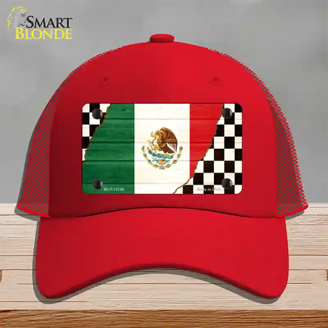 Mexico Racing Flag Novelty License Plate Hat Tag Mesh / Red