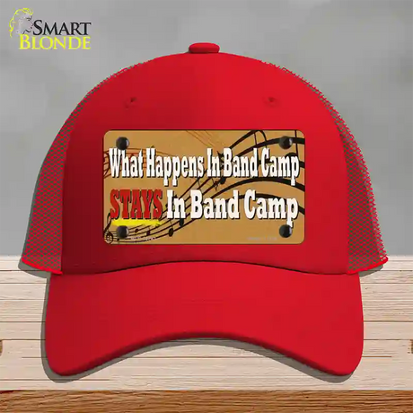 What Happens In Band Camp Novelty License Plate Hat Tag Mesh / Red