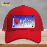 I Love My Geek Novelty License Plate Hat Tag Mesh / Red