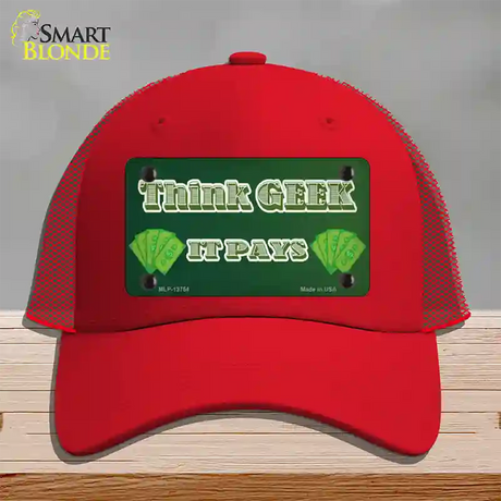 Think Geek Novelty License Plate Hat Tag Mesh / Red