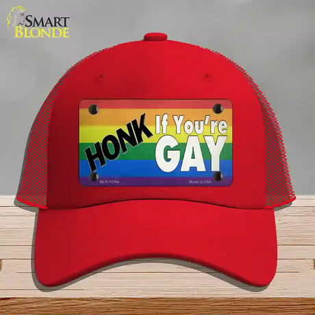 Honk If Youre Gay Novelty License Plate Hat Tag Mesh / Red