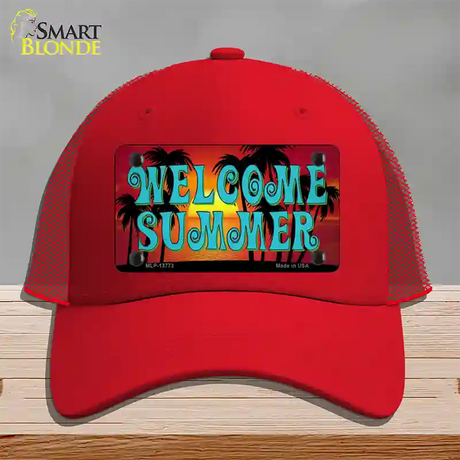 Welcome Summer Novelty License Plate Hat Tag Mesh / Red