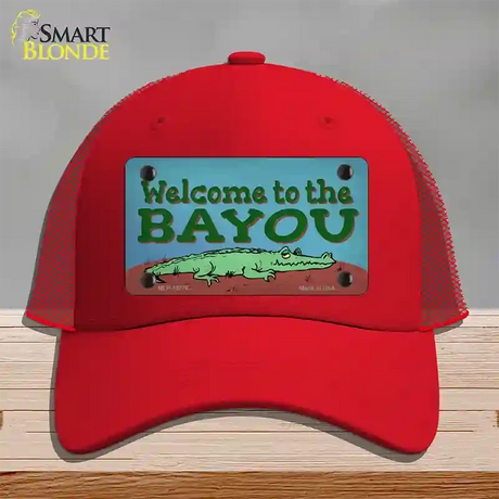 Welcome To The Bayou Novelty License Plate Hat Tag Mesh / Red