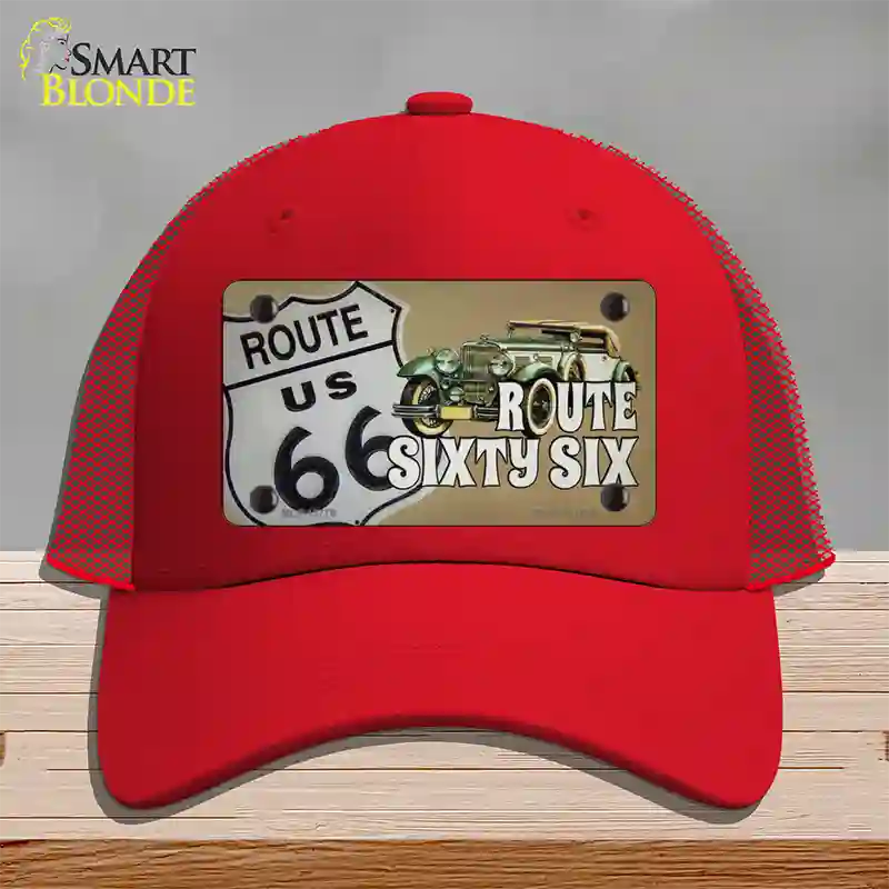 Route Sixty Six Novelty License Plate Hat Tag Mesh / Red