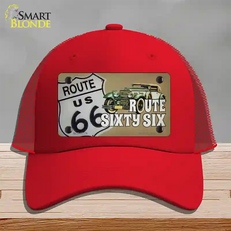 Route Sixty Six Novelty License Plate Hat Tag Mesh / Red