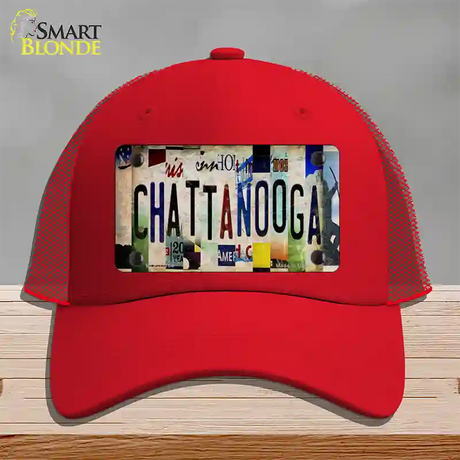 Chattanooga Strip Art Novelty License Plate Hat Tag Mesh / Red