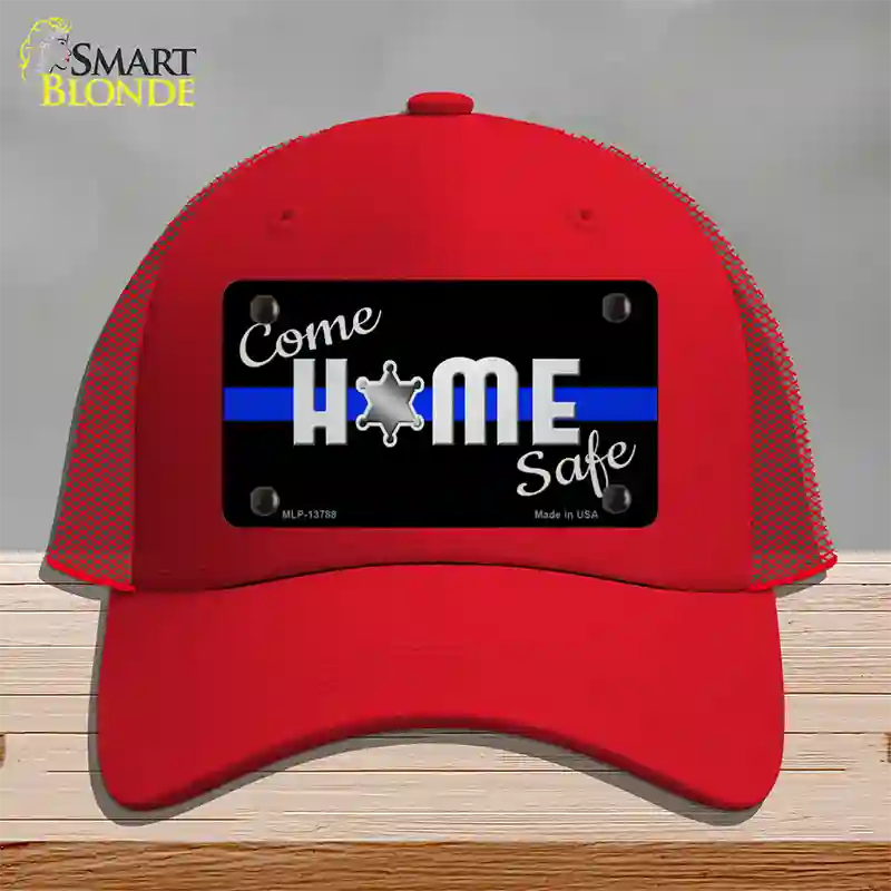 Come Home Safe Novelty License Plate Hat Tag Mesh / Red