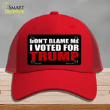 Dont Blame Me I Voted Trump Black Novelty License Plate Hat Mesh / Red