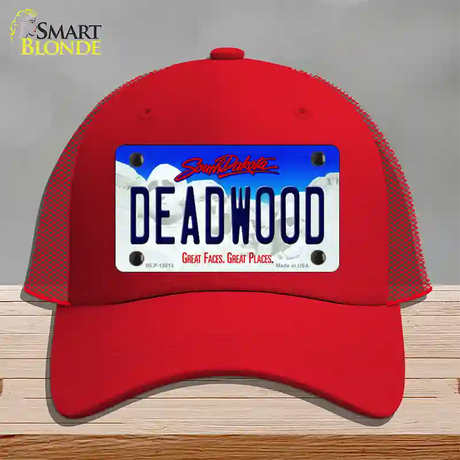 Deadwood South Dakota Novelty License Plate Hat Tag Mesh / Red