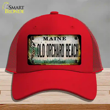 Old Orchard Beach Maine Rusty Novelty License Plate Hat Tag Mesh / Red