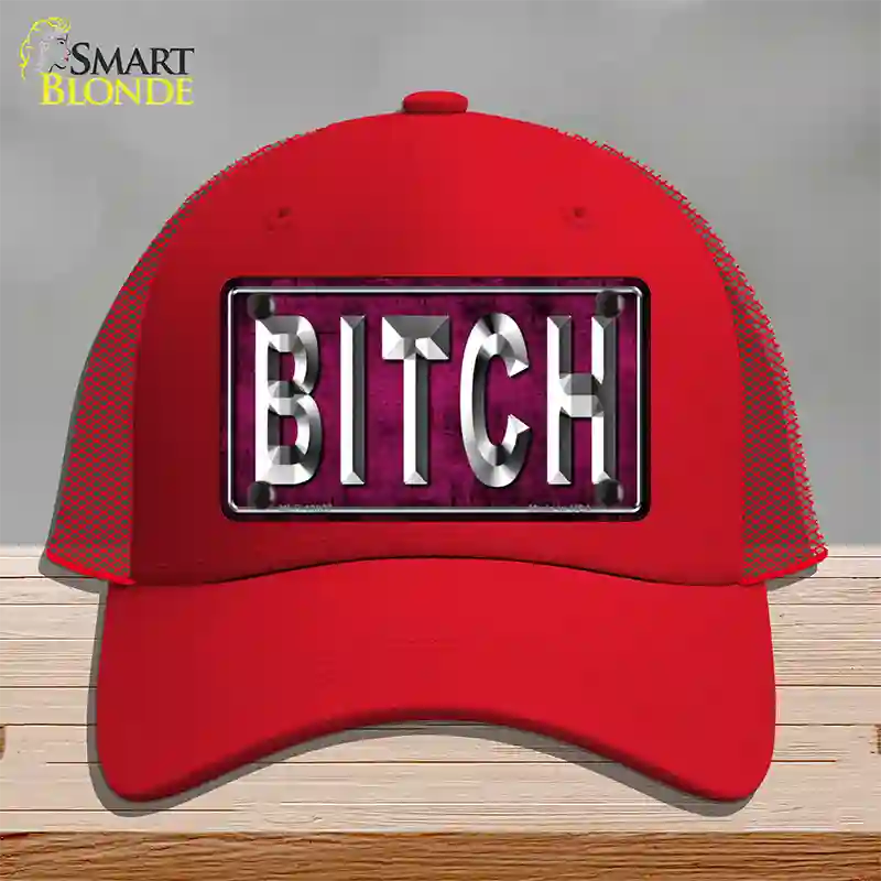 Bitch Pink Novelty License Plate Hat Tag Mesh / Red