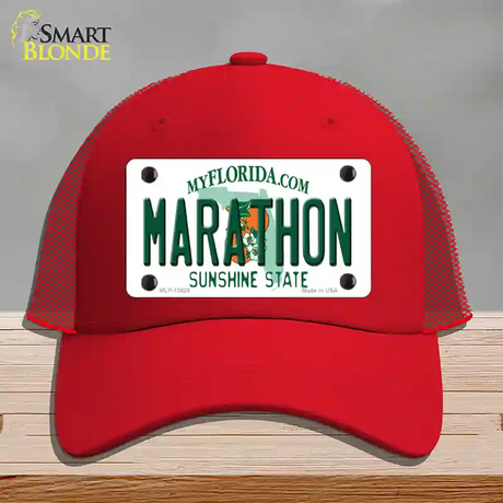 Marathon Florida Novelty License Plate Hat Tag Mesh / Red