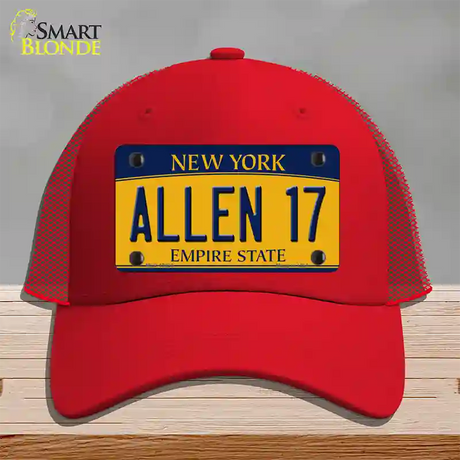 Allen 17 New York Novelty License Plate Hat Tag Mesh / Red