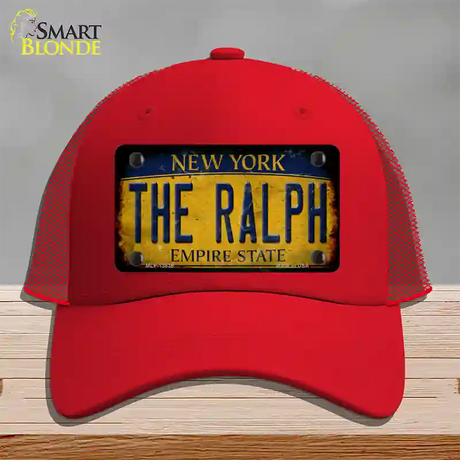 The Ralph New York Rusty Novelty License Plate Hat Tag Mesh / Red