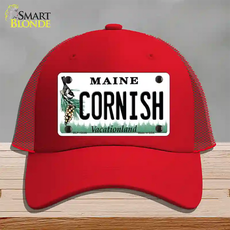 Cornish Maine Novelty License Plate Hat Tag Mesh / Red