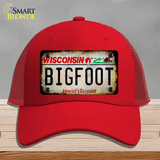 Bigfoot Wisconsin Novelty License Plate Hat Tag Mesh / Red