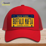 Buffalo Mafia NY Yellow Novelty License Plate Hat Tag Mesh / Red