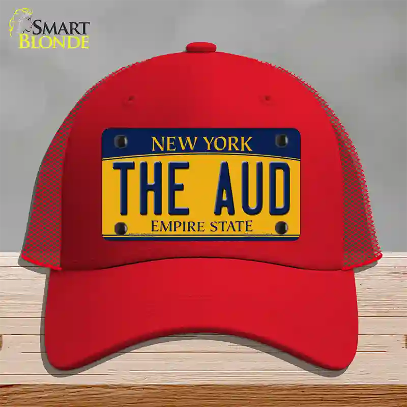 The Aud NY Yellow Novelty License Plate Hat Tag Mesh / Red