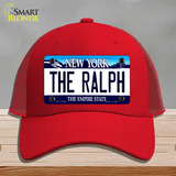 The Ralph NY Blue Novelty License Plate Hat Tag Mesh / Red