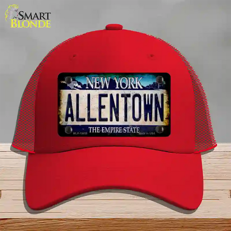 Allentown NY Blue Rusty Novelty License Plate Hat Tag Mesh / Red