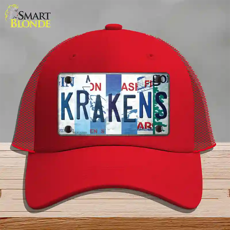 Krakens Strip Art Novelty License Plate Hat Tag Mesh / Red