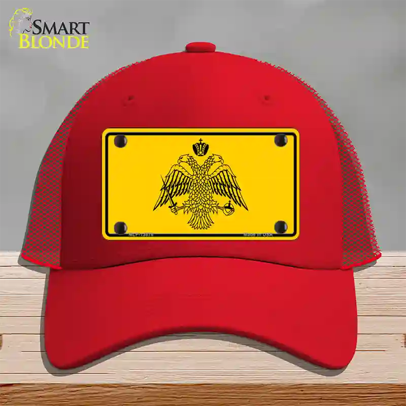 Byzantine Empire Flag Yellow Novelty License Plate Hat Tag Mesh / Red