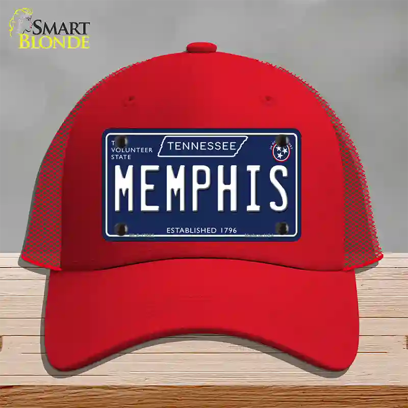 Memphis Tennessee Blue Novelty License Plate Hat Tag Mesh / Red