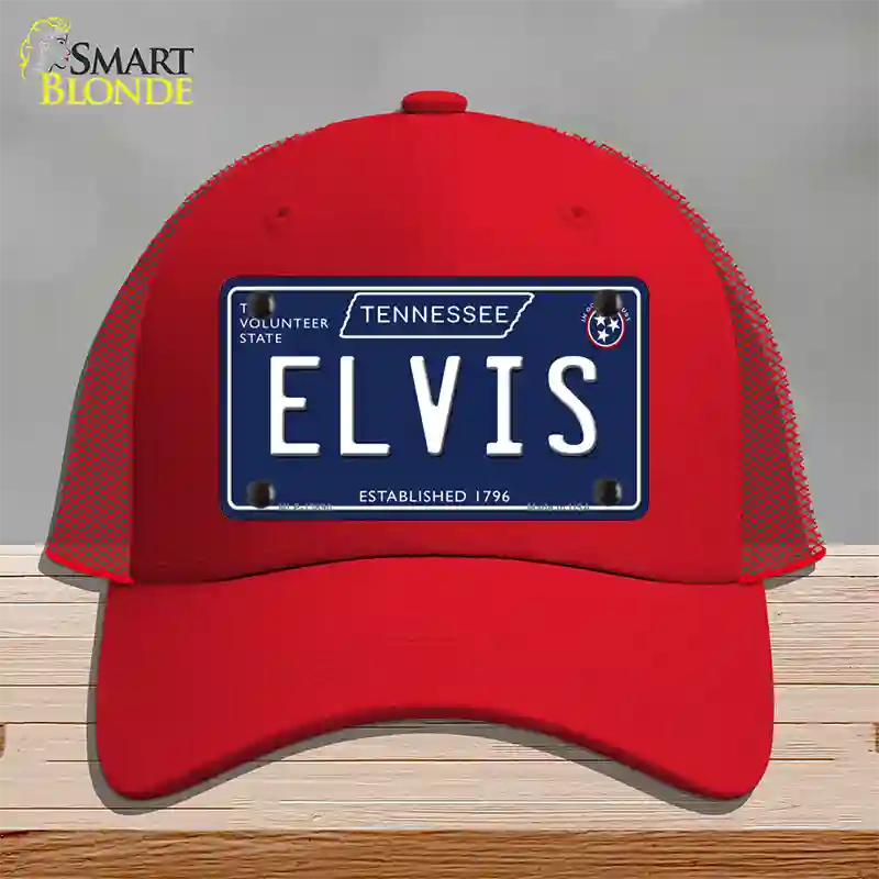 Elvis Tennessee Blue Novelty License Plate Hat Tag Mesh / Red