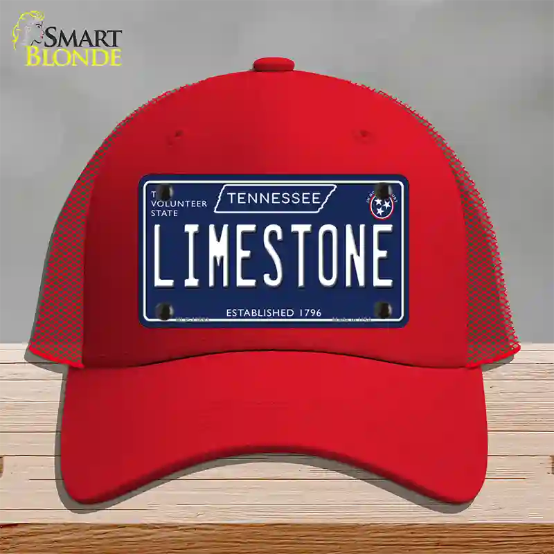 Limestone Tennessee Blue Novelty License Plate Hat Tag Mesh / Red