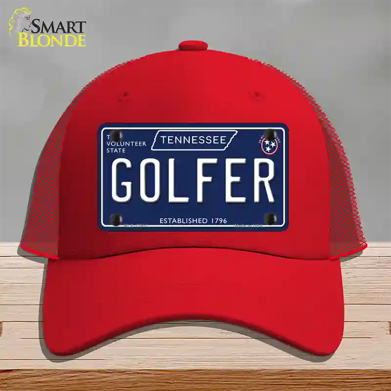 Golfer Tennessee Blue Novelty License Plate Hat Tag Mesh / Red