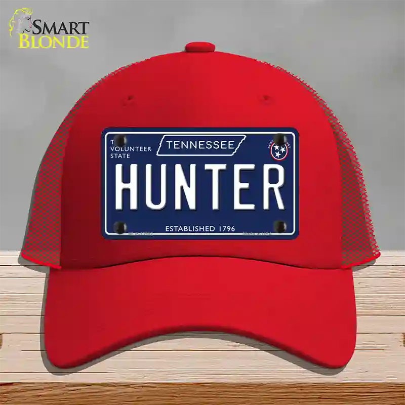 Hunter Tennessee Blue Novelty License Plate Hat Tag Mesh / Red