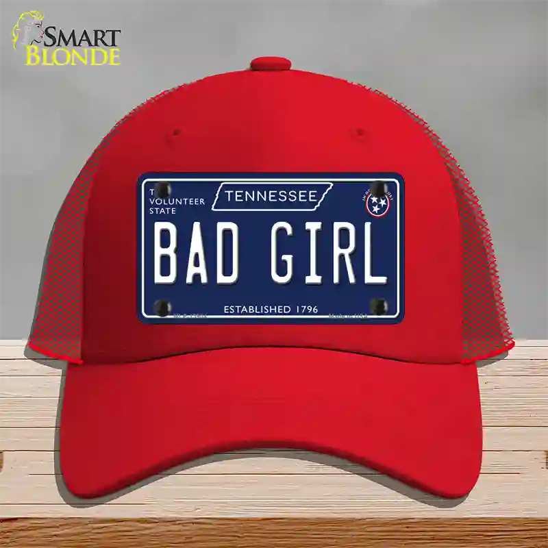 Bad Girl Tennessee Blue Novelty License Plate Hat Tag Mesh / Red