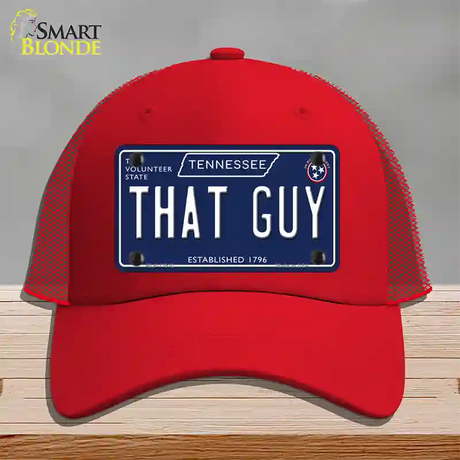 That Guy Tennessee Blue Novelty License Plate Hat Tag Mesh / Red