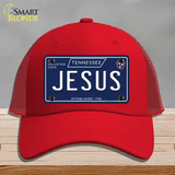 Jesus Tennessee Blue Novelty License Plate Hat Tag Mesh / Red