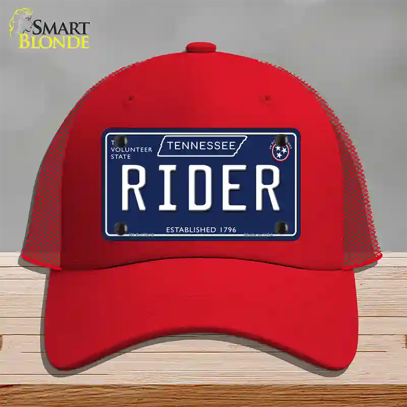 Rider Tennessee Blue Novelty License Plate Hat Tag Mesh / Red