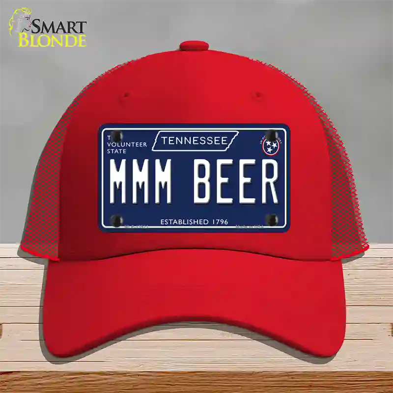 Mmm Beer Tennessee Blue Novelty License Plate Hat Tag Mesh / Red