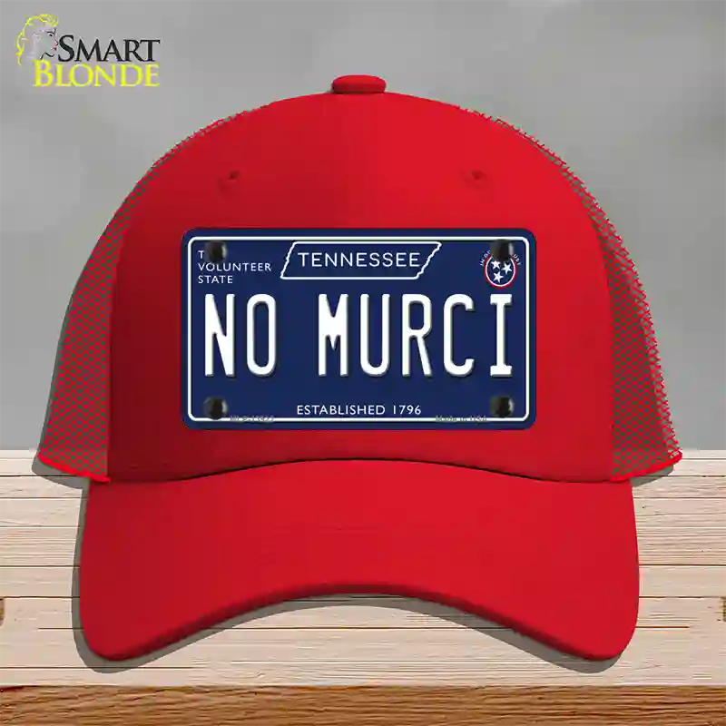 No Murci Tennessee Blue Novelty License Plate Hat Tag Mesh / Red