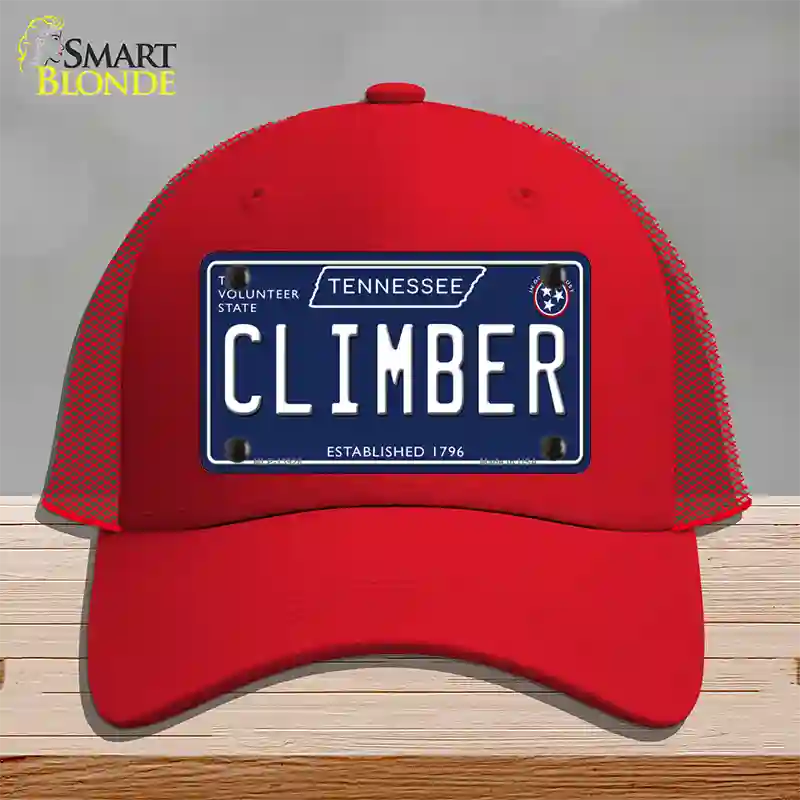 Climber Tennessee Blue Novelty License Plate Hat Tag Mesh / Red