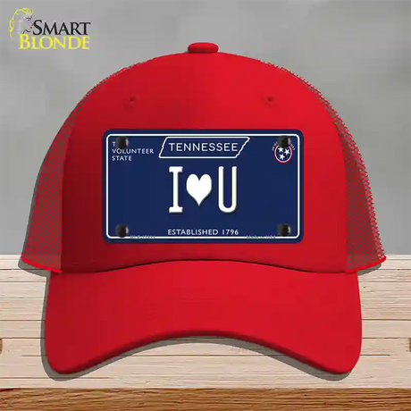 I Heart U Tennessee Blue Novelty License Plate Hat Tag Mesh / Red