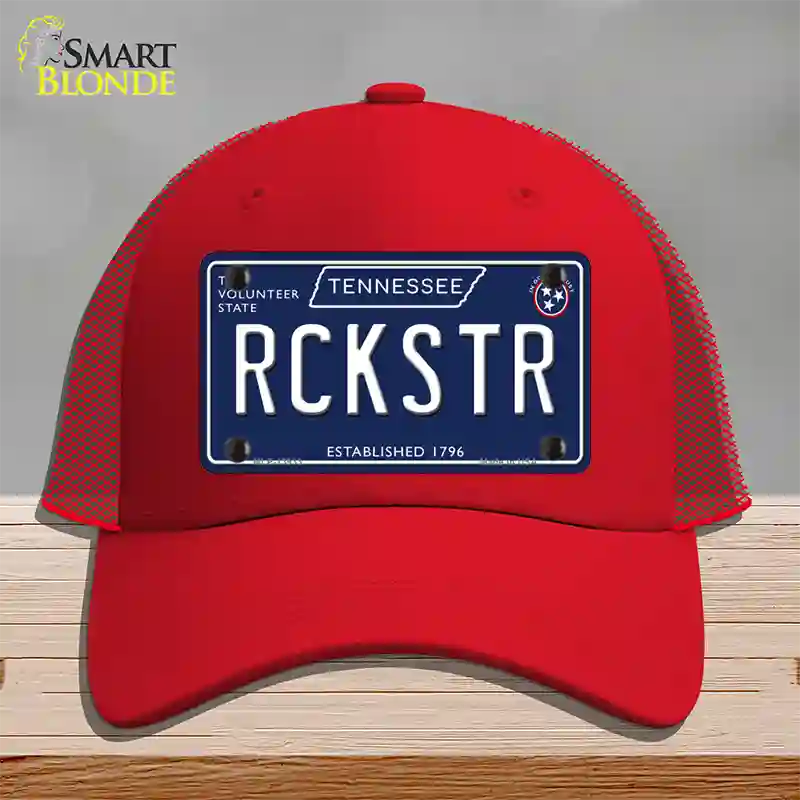 Rckstr Tennessee Blue Novelty License Plate Hat Tag Mesh / Red