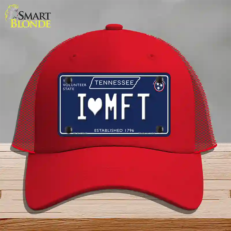 I Heart MFT Tennessee Blue Novelty License Plate Hat Tag Mesh / Red