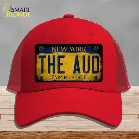 The Aud New York Yellow Novelty License Plate Hat Tag Mesh / Red