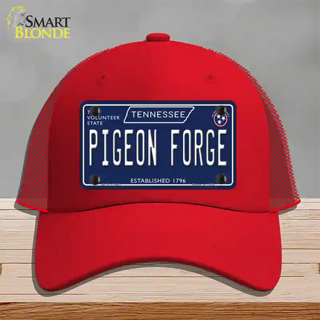 Pigeon Forge Tennessee Blue Novelty License Plate Hat Tag Mesh / Red