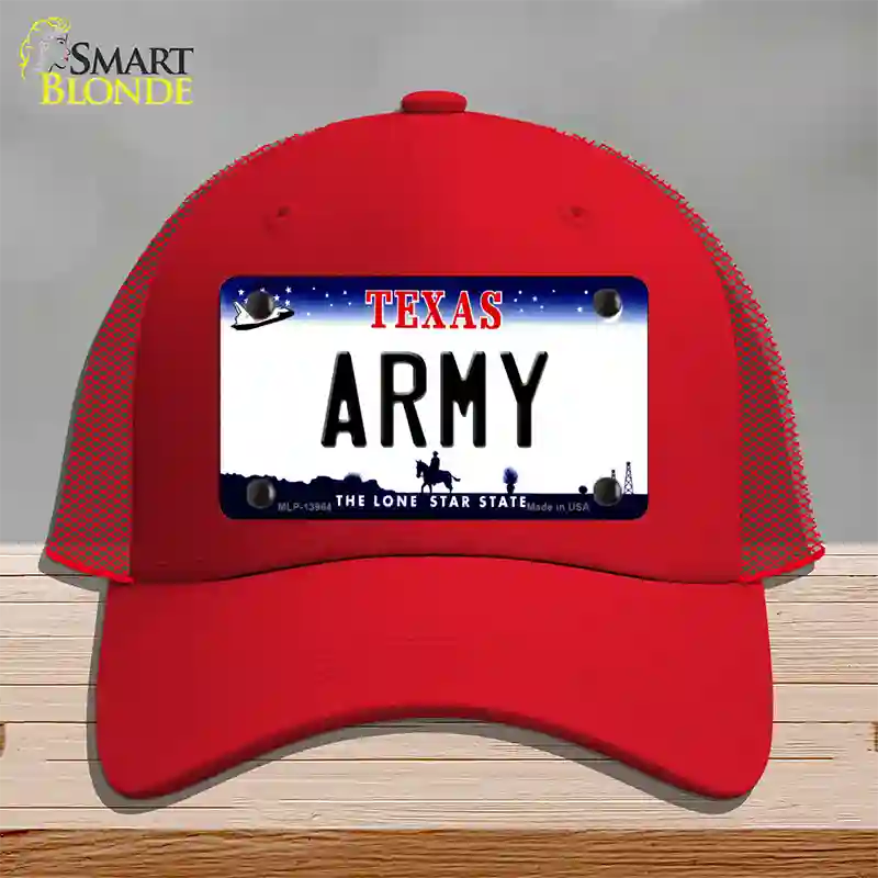 Texas Army Novelty License Plate Hat Tag Mesh / Red