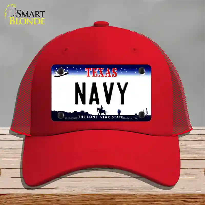 Texas Navy Novelty License Plate Hat Tag Mesh / Red